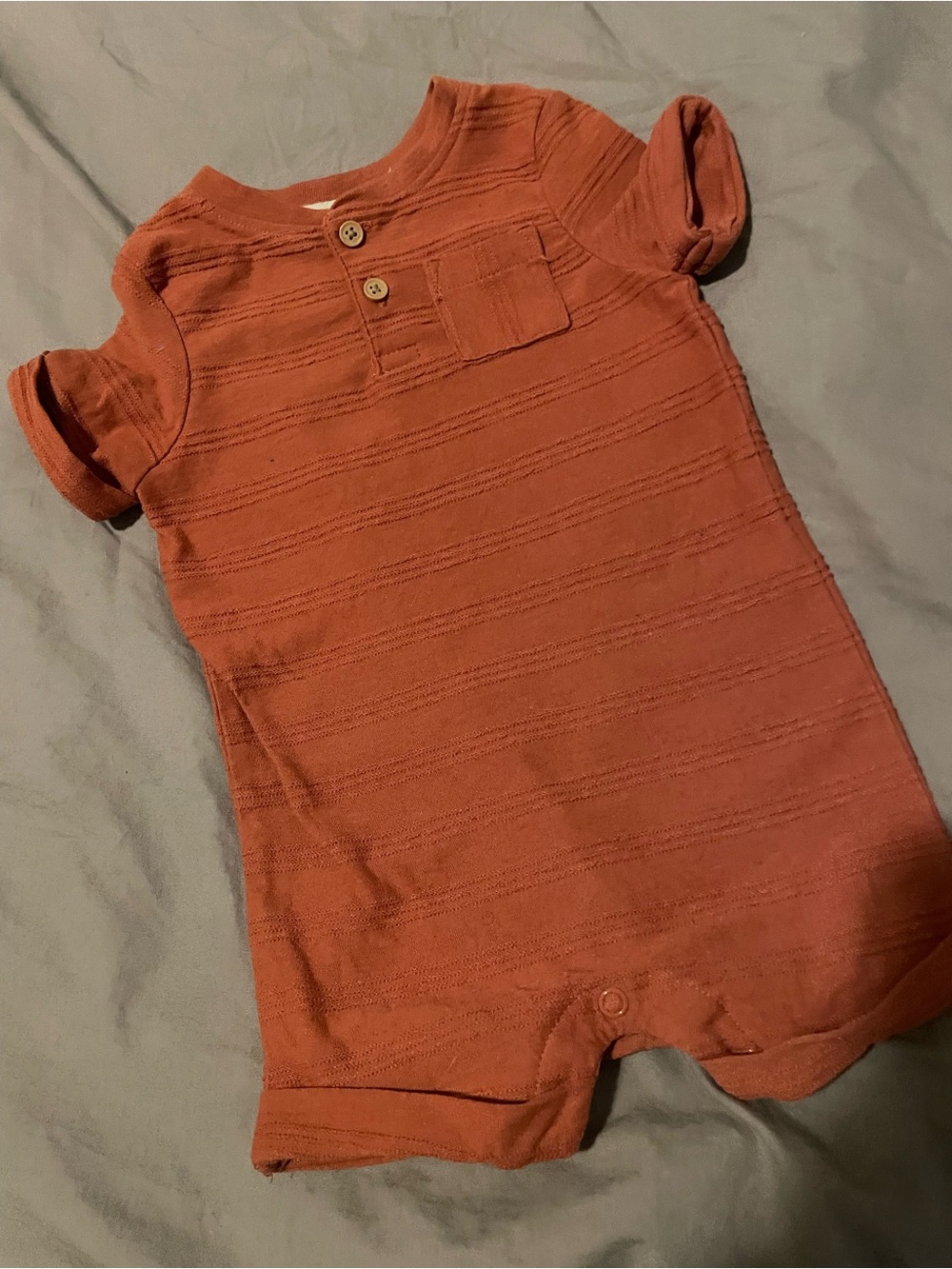 5/$20 Rust Orange Baby Short Sleeve Romper
